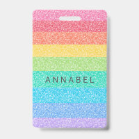 Cute Glitter Rainbow Stripes Colourful Custom Name