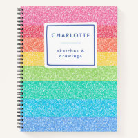 Cute Glitter Rainbow Stripes Colourful Name Sketch