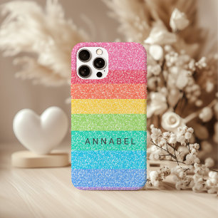 Cute Glitter Rainbow Stripes Colourful Pattern Nam iPhone 16 Pro Case