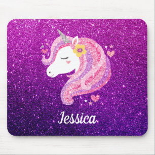 Cute Glitter Unicorn Clipboard Mouse Pad