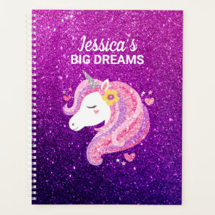 Cute Glitter Unicorn Journal Planner