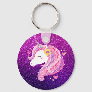 Cute Glitter Unicorn Key Ring