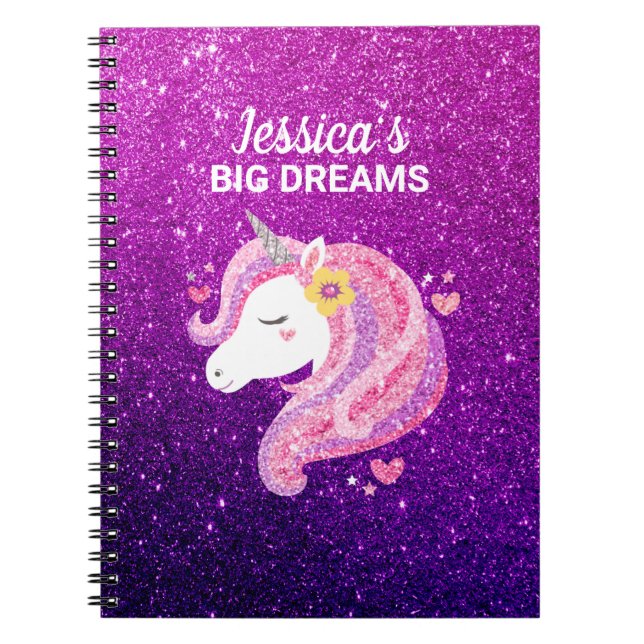 Cute Glitter Unicorn Photo Journal  (Front)