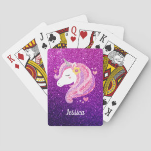 Cute Glitter Unicorn Playing Cards