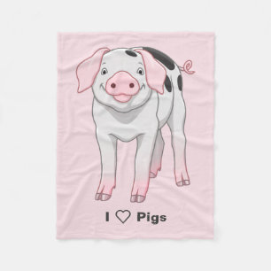 Cute Gloucestershire Old Spots Pig Fleece Blanket