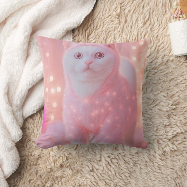 Cute Glowing Reindeer Kitty Winter Fantasy         Cushion (Blanket)