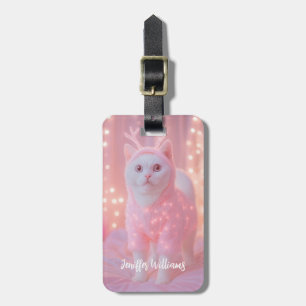 Cute Glowing Reindeer Kitty Winter Fantasy         Luggage Tag