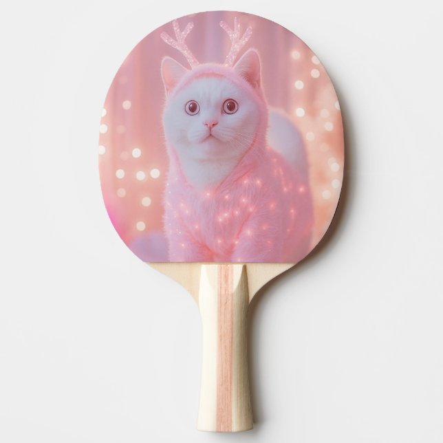Cute Glowing Reindeer Kitty Winter Fantasy         Ping Pong Paddle (Front)