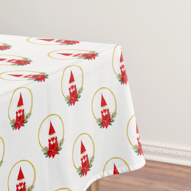 Cute Gnome and Christmas Wreath Pattern Tablecloth (In Situ)