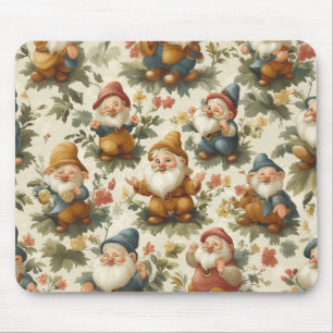 Cute gnome and flowers design mouse pad