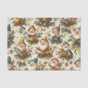 Cute gnome and flowers design tissue paper