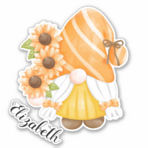Cute Gnome and Sunflowers Sticker