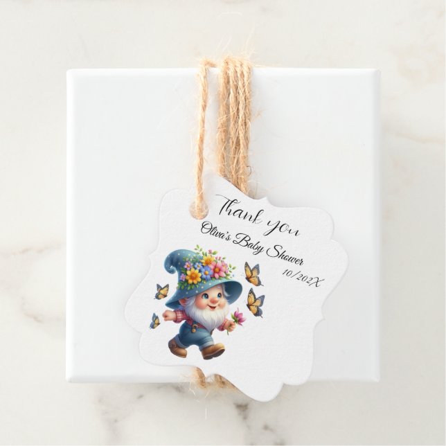 Cute Gnome Baby Shower Favour Tags (In Situ)