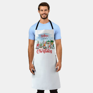 Cute Gnome Celebrating Christmas Holiday Apron