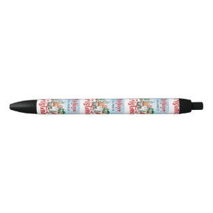 Cute Gnome Celebrating Christmas Holiday Black Ink Pen