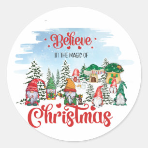 Cute Gnome Celebrating Christmas Holiday Classic Round Sticker