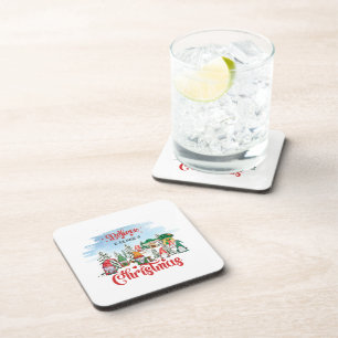 Cute Gnome Celebrating Christmas Holiday Coaster