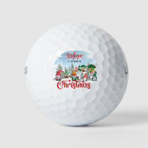 Cute Gnome Celebrating Christmas Holiday Golf Balls