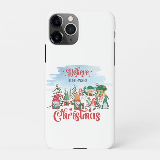 Cute Gnome Celebrating Christmas Holiday iPhone Case (Back)