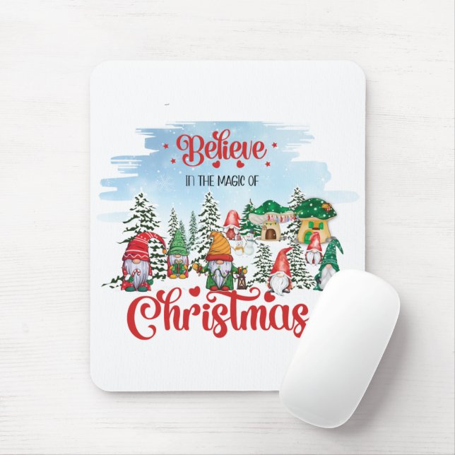 Cute Gnome Celebrating Christmas Holiday Mouse Pad (With Mouse)