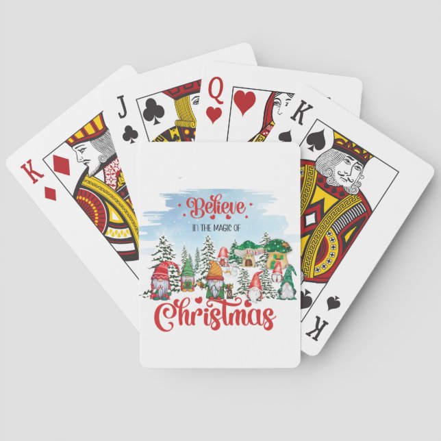 Cute Gnome Celebrating Christmas Holiday Playing Cards (Back)