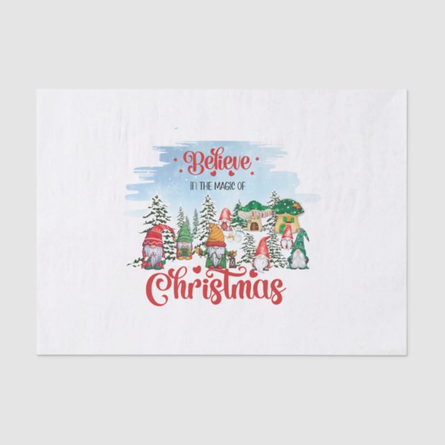 Cute Gnome Celebrating Christmas Holiday Tissue Paper (Front)