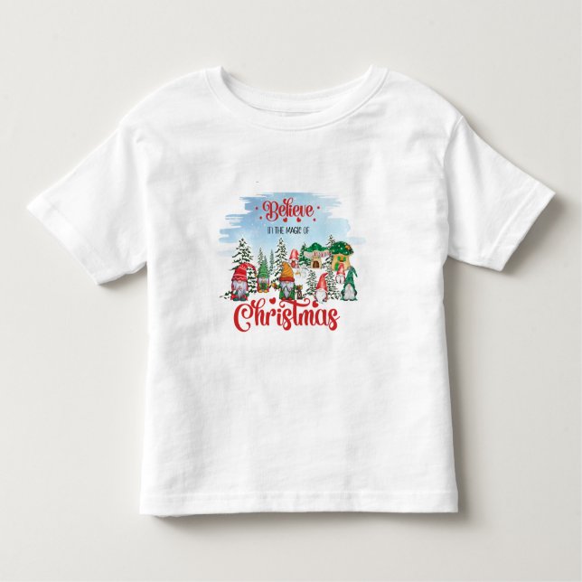 Cute Gnome Celebrating Christmas Holiday Toddler T-Shirt (Front)