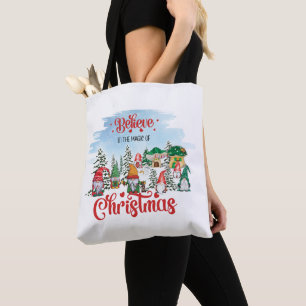 Cute Gnome Celebrating Christmas Holiday Tote Bag