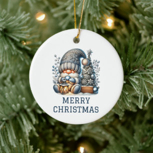 Cute Gnome Christmas Ceramic Tree Decoration