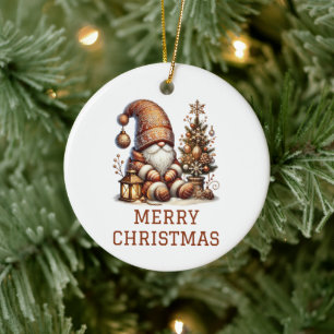 Cute Gnome Christmas Ceramic Tree Decoration