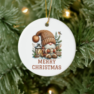Cute Gnome Christmas Ceramic Tree Decoration