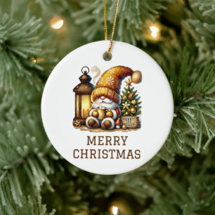 Cute Gnome Christmas Ceramic Tree Decoration