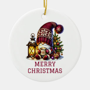 Cute Gnome Christmas Ceramic Tree Decoration