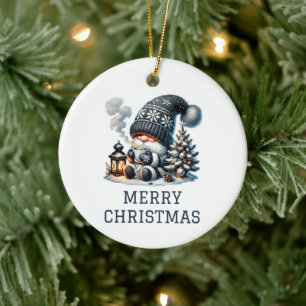Cute Gnome Christmas Ceramic Tree Decoration