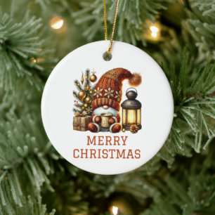 Cute Gnome Christmas Ceramic Tree Decoration