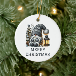 Cute Gnome Christmas Ceramic Tree Decoration