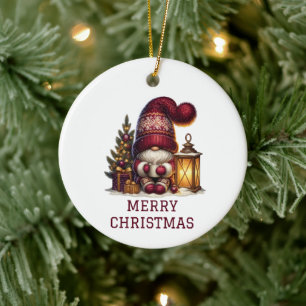 Cute Gnome Christmas Ceramic Tree Decoration