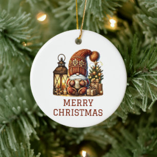 Cute Gnome Christmas Ceramic Tree Decoration