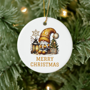 Cute Gnome Christmas Ceramic Tree Decoration