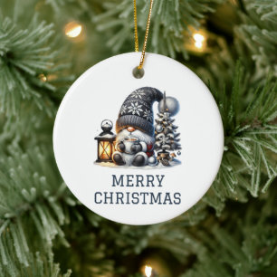 Cute Gnome Christmas Ceramic Tree Decoration