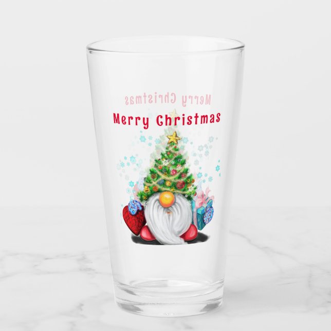 Cute Gnome Christmas Glass (Front)