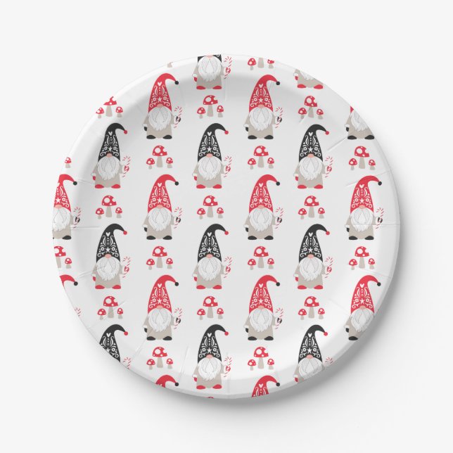 Cute Gnome Christmas Holiday Paper Plate (Front)