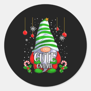 Cute Gnome Christmas Pajamas Matching Family Group Classic Round Sticker