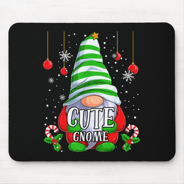 Cute Gnome Christmas Pajamas Matching Family Group Mouse Pad (Front)