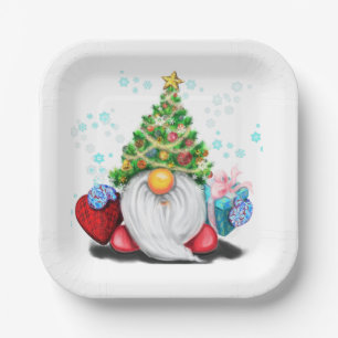 Cute Gnome Christmas Paper Plates