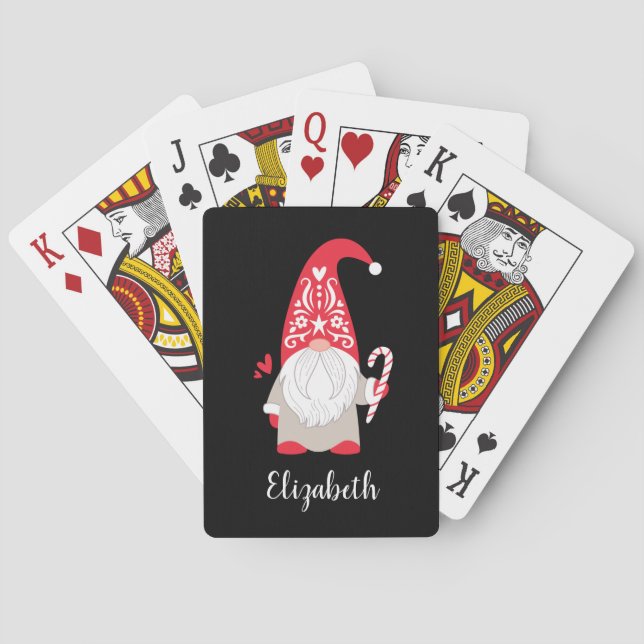 Cute Gnome Christmas Playing Cards (Back)
