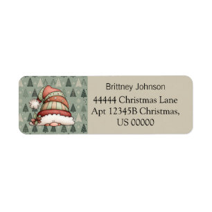 Cute Gnome Christmas Tree Pattern Beige Address