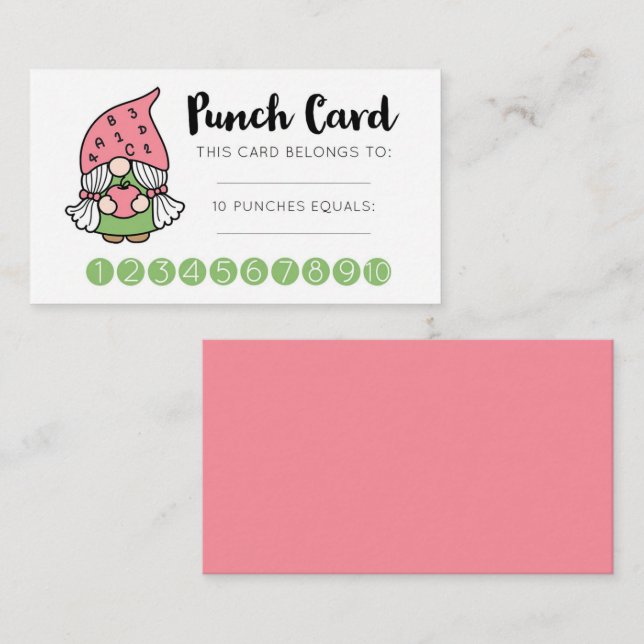 Cute Gnome Classroom Incentive Reward Card (Front/Back)