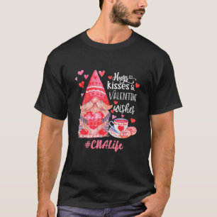 Cute Gnome CNA Life Nurse Hugs Kisses Valentines D T-Shirt