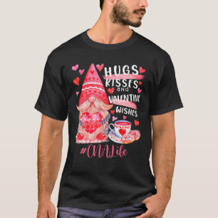Cute Gnome CNA Life Nurse Hugs Kisses Valentines D T-Shirt